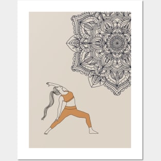 Minimalist Mandala Warrior Yoga Girl Posters and Art